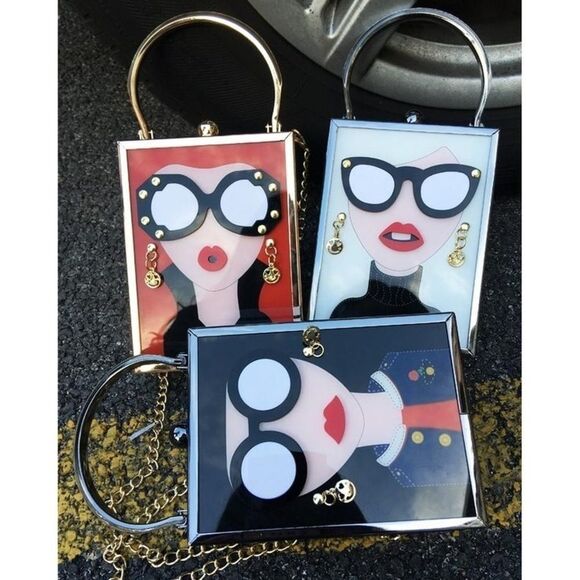 Lady Face Luxury Acrylic Evening Bag - Picture 12 of 12